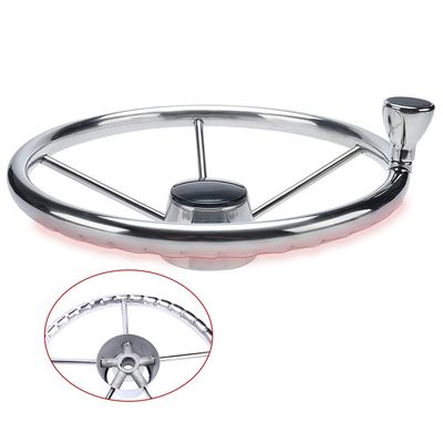 Mojiate 13 1/2 inch Boat Steering Wheel with Knob 5 Spoke 13.5 inch Stainless Steel Grip Destroyer Style Marine