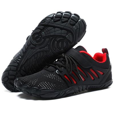 MIFAWA Barefoot Shoes Men's Black/Red, Zero Drop, Wide Toe Box, Rubber Sole, Hiking, Size 11