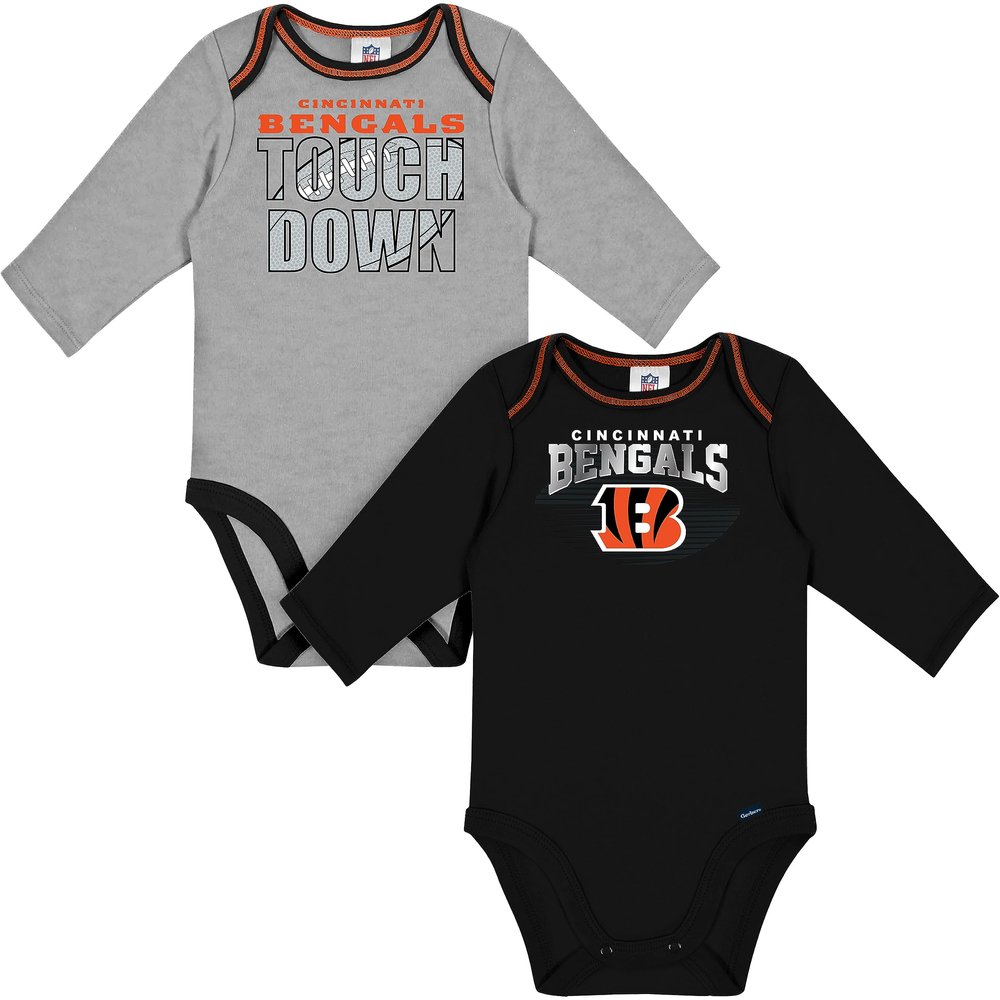 Gerber NFL Unisex Baby 2 Pack Long Sleeve Onesie Bodysuit, Team Color, 18 Months