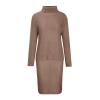 2 Piece Sweater Dress Sets for Women Long Sleeve Knit Outfits Solid Turtleneck Top Midi Skirt Bodycon Dresses Brown view 4
