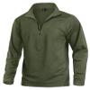 KEFITEVD Quarter Zip Pullover Men Fleece Lined Heather Long Sleeve Golf Shirts Midweight 1/4 Zip Sweatshirts Army Green L view 1