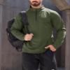 KEFITEVD Quarter Zip Pullover Men Fleece Lined Heather Long Sleeve Golf Shirts Midweight 1/4 Zip Sweatshirts Army Green L view 2