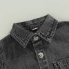 Andannby Kids Baby Boy Short Sleeve Denim Shirt Toddler Lapel Neck Button Down Pocket Denim Tshirt Tops Blouse (Gray, 3-4 Years) view 4