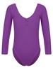 Aislor Kids Girls Ballet Dance Gymnastics Leotard Long Sleeve V Neck Ruched Front Bodysuit Jumpsuit Active Wear Dark Purple 5-6 Years view 1