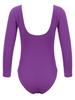 Aislor Kids Girls Ballet Dance Gymnastics Leotard Long Sleeve V Neck Ruched Front Bodysuit Jumpsuit Active Wear Dark Purple 5-6 Years view 2