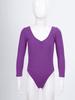 Aislor Kids Girls Ballet Dance Gymnastics Leotard Long Sleeve V Neck Ruched Front Bodysuit Jumpsuit Active Wear Dark Purple 5-6 Years view 3