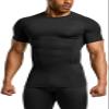 TSLA Men's UPF 50+ Quick Dry Short Sleeve Compression Shirts, Athletic Workout Shirt, Water Sports Rash Guard, Athletic Top Jet Black, Medium view 1