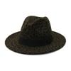 Flat Brim Wool Felt Fedora Hats Men Women Leopard Ribbon Band Decor Formal Hat Outdoor Casual Cap view 4