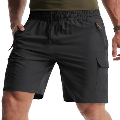 Libin Men's Hiking Cargo Shorts Lightweight Quick Dry Athletic Casual Shorts for Golf Outdoor Active Zipper Pockets, Black, 3X-Large