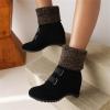 Ladies Fashion Suede Snow Boots Wool Elastic Mouth Slope Heel Thick Soled Short Boots Boot Cod (Black, 8.5) view 2