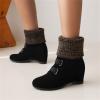 Ladies Fashion Suede Snow Boots Wool Elastic Mouth Slope Heel Thick Soled Short Boots Boot Cod (Black, 8.5) view 3