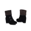 Ladies Fashion Suede Snow Boots Wool Elastic Mouth Slope Heel Thick Soled Short Boots Boot Cod (Black, 8.5) view 4