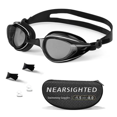 HDYAR Nearsighted Swim Goggles Anti Fog UV Protection Fit for Adult Men Women Youth, No Leaking Shortsighted Swimming Goggles with 3 Nose Pieces
