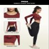 TSLA Women's Sports Compression Shirt, Cool Dry Fit Long Sleeve Workout Tops, Athletic Exercise Gym Yoga Shirts, Scoop Neck Crop Brick, Large view 3
