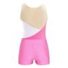 Linjinx Kids Girls Rhinestone Floral Gymnastics Dance 2 Piece Outfits Sleeveless Leotards with Athletic Shorts Sets Tracksuit Pink 14 Years view 4