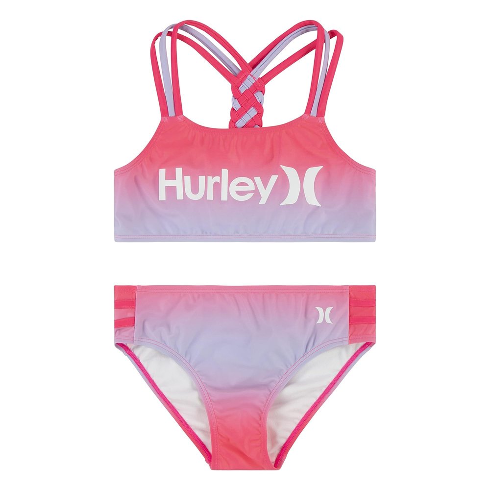 Hurley Girl's Two-Piece Bikini Swim Set (Big Kids) Turquoise Waves XL (13-15 Years Big Kid)