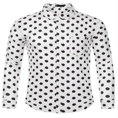 Lars Amadeus Men's Button Down Polka Dots Printed Shirts White XL