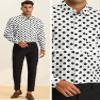 Lars Amadeus Men's Button Down Polka Dots Printed Shirts White XL view 4