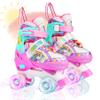 Rainbow Unicorn Kids Roller Skates for Girls Boys Toddler Ages 2-4,4-Pejiijar Adjustable Roller Shoes with Luminous Wheels for Birthday Xmas Gifts. view 1