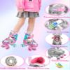 Rainbow Unicorn Kids Roller Skates for Girls Boys Toddler Ages 2-4,4-Pejiijar Adjustable Roller Shoes with Luminous Wheels for Birthday Xmas Gifts. view 4