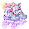Rainbow Unicorn Kids Roller Skates for Girls Boys Toddler Ages 2-4,4-Pejiijar Adjustable Roller Shoes with Luminous Wheels for Birthday Xmas Gifts. view 1