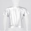 dPois Kids Boys Girls Shiny Metallic T-Shirts Short Sleeve Street Dance Tops Hip-hop Performance Costume Silver 13-14 Years view 4