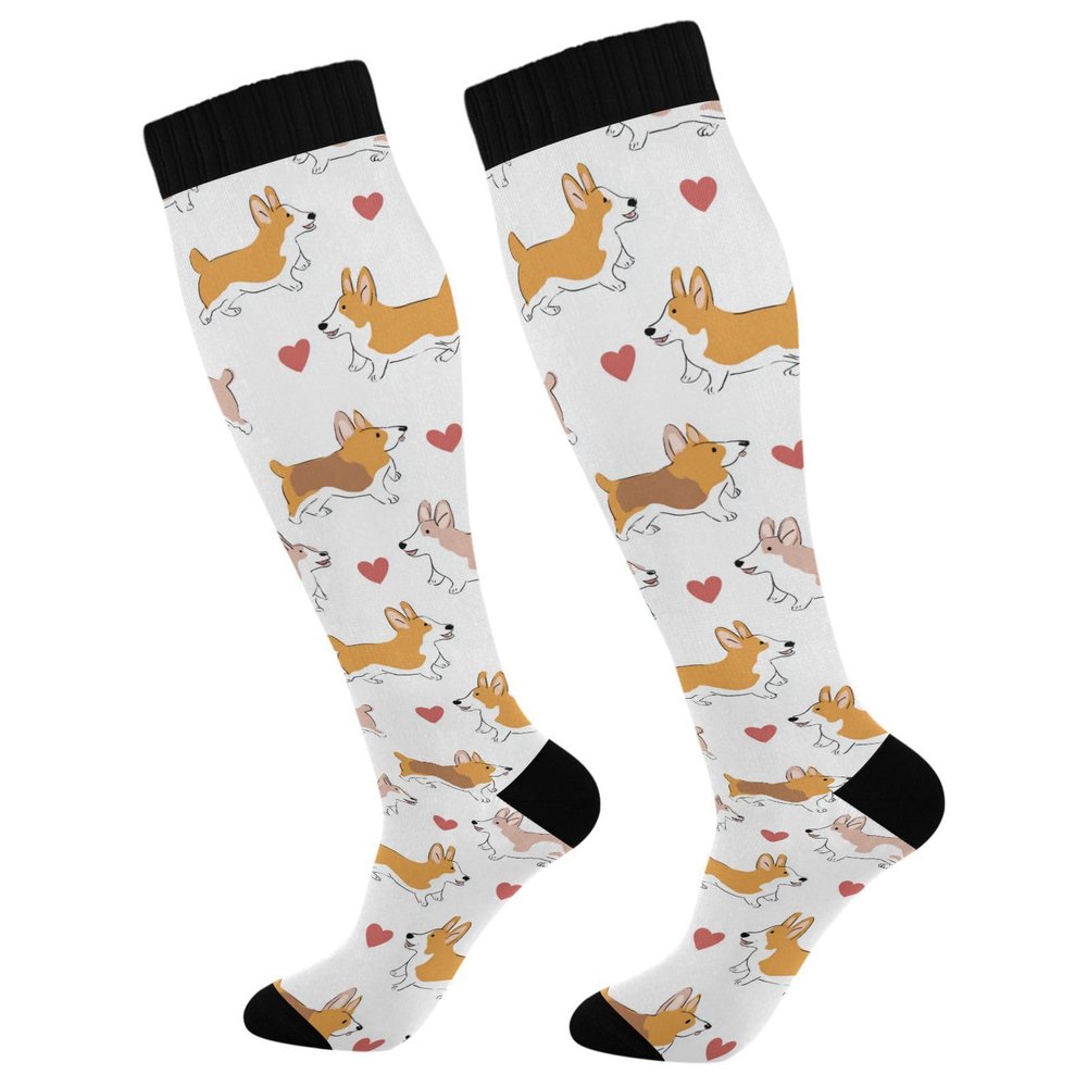 Wusikd Cartoon Corgi Dog Compression Socks for Women and Men Circulation Cute Long Socks for Athletic Running 1