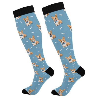 Wusikd Cute Welsh Corgi Compression Socks for Women and Men Circulation Puppy Long Socks for Athletic Running 1