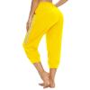 KaiDi Capri Sweatpants for Women Joggers Cropped with Pockets Sweat Pants Summer Yoga Athletic Workout (2XL,Yellow) view 3