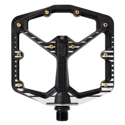 Crankbrothers Stamp 7 Large Mountain Bike Pedals Fabio Wibmer Signature Edition - Black & White - MTB Enduro Trail BMX Optimized Platform - Flat Pair of Bike Pedals (Adjustable pins Included)