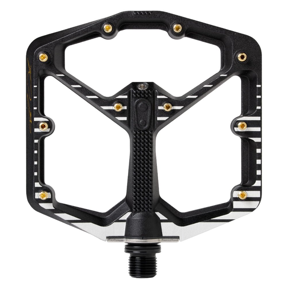 Crankbrothers Stamp 7 Large Mountain Bike Pedals Fabio Wibmer Signature Edition - Black & White - MTB Enduro Trail BMX Optimized Platform - Flat Pair of Bike Pedals (Adjustable pins Included)