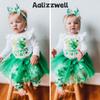 Aalizzwell 12-18 Months Baby Girls St. Patrick's Day Outfit Infant My First Skirt Shamrock Clothes with Leg Warmers Clover Four Leaf Clothing view 3
