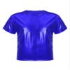 dPois Kids Boys Girls Shiny Metallic T-Shirts Short Sleeve Street Dance Tops Hip-hop Performance Costume Royal Blue 7-8 Years view 1