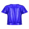 dPois Kids Boys Girls Shiny Metallic T-Shirts Short Sleeve Street Dance Tops Hip-hop Performance Costume Royal Blue 7-8 Years view 2