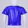 dPois Kids Boys Girls Shiny Metallic T-Shirts Short Sleeve Street Dance Tops Hip-hop Performance Costume Royal Blue 7-8 Years view 4
