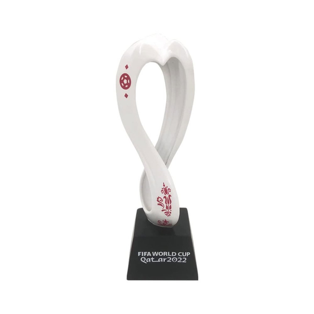 2022 Qatar World Cup Mascot Simulation Trophy Ornaments Logo Emblem 3d Three-Dimensional Resin Gift Soccer Fans Souvenirs Bar Ornaments (Black)