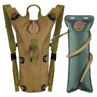 Outplea Tactical Hydration Pack Backpack with 3L Water Bladder for Men, Leakproof Military Rave Water Backpack for Running Hiking Cycling Jogging Festival, Khaki