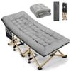 Fragess Portable Camping Cot, 600LBS Max Load, Extra Wide with Thick Mattress, Folding Cot for Outdoor Camping/Office, Home Nap (Grey) view 1