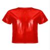 dPois Kids Boys Girls Shiny Metallic T-Shirts Short Sleeve Street Dance Tops Hip-hop Performance Costume Red 15-16 Years view 1