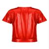 dPois Kids Boys Girls Shiny Metallic T-Shirts Short Sleeve Street Dance Tops Hip-hop Performance Costume Red 15-16 Years view 2
