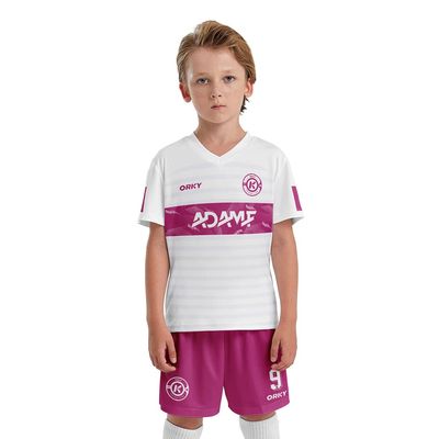 ORKY Kids Customize Soccer Jersey, Quick Dry Sublimation Boy Futbol Shirt Short Set, Personalize Name Girl Team Outfit(White 130cm)