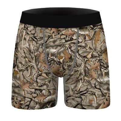 Aueyan Camo Underwear Camouflage Boxer Briefs Cool Boxers for Men Funny Mens Underwear with Designs Leave Pattern Printed Leaf Graphic Fun Cooling Unique Novelty Man Hunting Underpants,Large