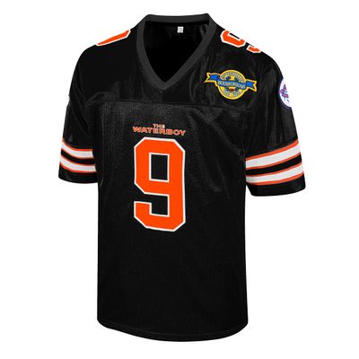 Bobby Boucher #9 The Waterboy Adam Sandler Movie Mud Dogs Bourbon Bowl Football Jersey(Black-3XL)