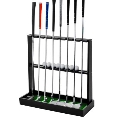 XCSOURCE Wooden Golf Putter Stand, Golf Club Holder Stand Floor Display Rack, Golf Club Rack for 8 Clubs and 12 Balls Storage, Golf Club Organizer for Indoor Home Office Club Simulator