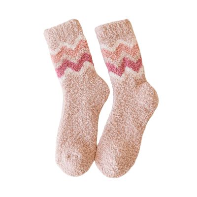 leasote Thick Fleece Socks Women Mid-tube Coral Fleece Socks Keep Warm Anti-pilling Pink