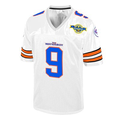 Bobby Boucher #9 The Waterboy Adam Sandler Movie Mud Dogs Bourbon Bowl Football Jersey(Whtie-L)