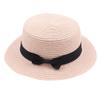 Youth Ladies Spring Summer Sun Beach Straw Hat Womens Foldable Breathable Flat Top Seaside Hats for UV Protection Pink view 1