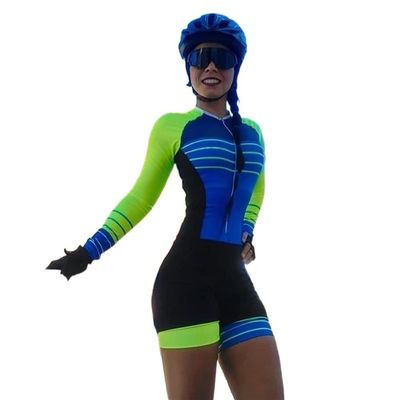 KOZUJI Triathlon Race Suit Women's Cycling Suit Long Sleeve Jumpsuit Cycling Sportswear Suit Mountain Bike Gel Pad Sportwear (Color : 03, Size : XXXXX-Large)
