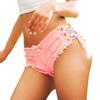 Women's Sexy Denim Shorts Low Waist Cut Off Lace Up Mini Jeans Hot Pants Club Beaches Pink view 1