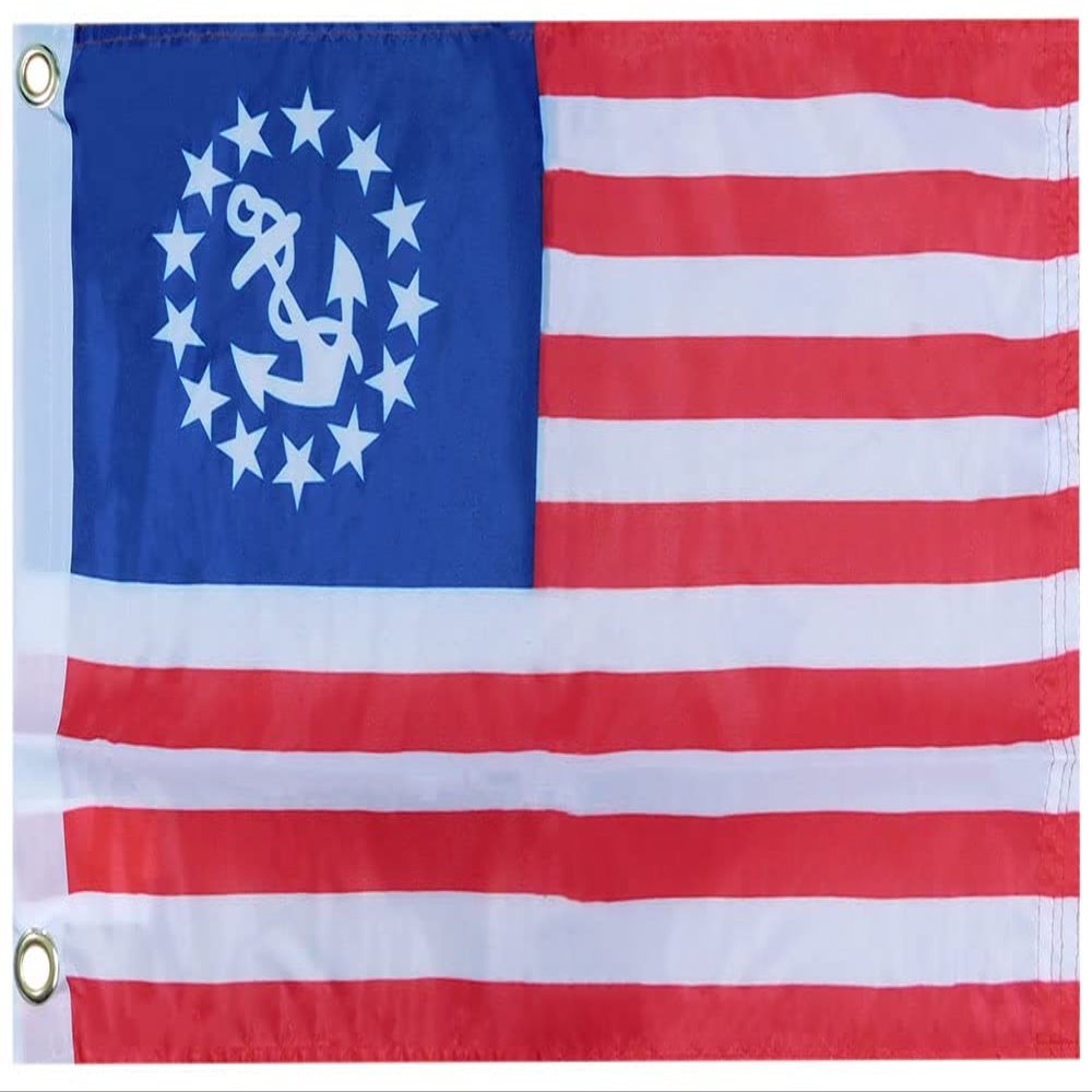 US Yacht Ensign Premium Quality Heavy Duty Fade Resistant 12x18 12"x18" 100D Woven Poly Nylon Boat Flag Banner Grommets